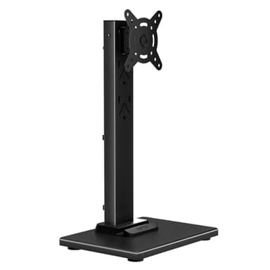 Suptek Single LCD Computer Monitor Free-Standing Desk Stand Mount Riser for 13 Inch to 43 Inch Screen with Swivel, Height Adjustable, Rotation, 50, 75, 100mm VESA Base Stand, Black