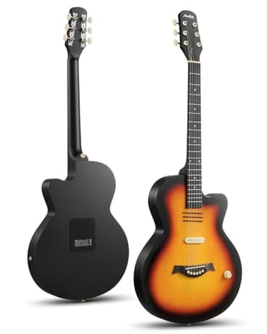 Moukey BCC-100 Acoustic Electric Guitar 39-Inch, Cutaway Guitar with Passive Pickup, Gig Bag, Strap, Picks, Tuner, and Capo, Dual Acoustic＆Electric Modes, Sunburst