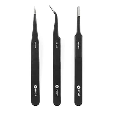 iFixit Precision Tweezers Set - Extra Fine, Angled, Blunt Tips for Electronics, Hobby, Industrial, Professional, Craft