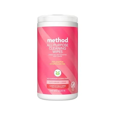 Method All-Purpose Cleaning Wipes, Pink Grapefruit, Multi-Surface, Compostable, 70 Count (Pack of 1)