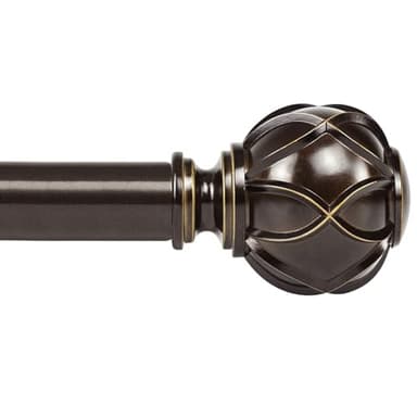 KAMANINA Curtain Rods for Windows 72 to 144 Inches (6-12ft) Long Heavy Duty Curtain Rod, 7/8 Inch Adjustable Decorative Drapery Rods with Netted Texture Finials, Bronze, Size: 32-144"