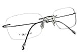 Circleperson Rimless Titanium Eyeglass frames Men Hingeless Light weight 55-18-140 (Lens width 55 mm, Black)