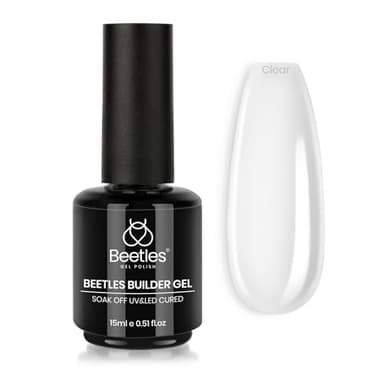 Beetles Builder Gel for Nails,0.51 oz 8 in 1 Strengthening Nails Enhancement Building Apex for Beginners & DIY Salon Manicure,Clear Builder Nail Gel,LED & UV Lamp Needed