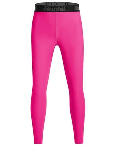 Runhit Boys BJJ Compression Pants Youth Jiu Jitsu No Gi Spats Kids Leggings Athletic Base Layer for Training MMA Wrestling Rose red-M