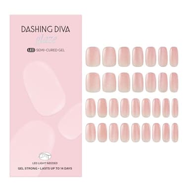 Dashing Diva Glaze Effects Nail Strip Set - Ballerina Blush - Long Lasting, Chip Resistant, Semi-Cured Gel Nails - 4-Piece Manicure Set with 32 Strips