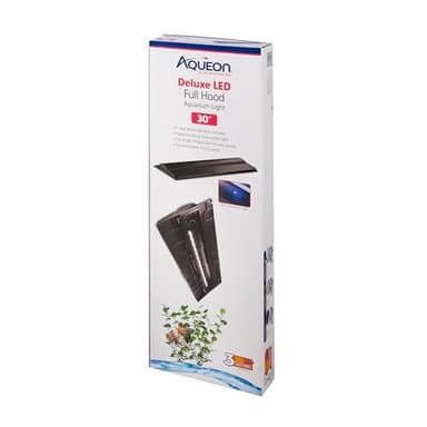 Aqueon LED Deluxe Fish Tank Aquarium Full Hood, Black, 30 Inch