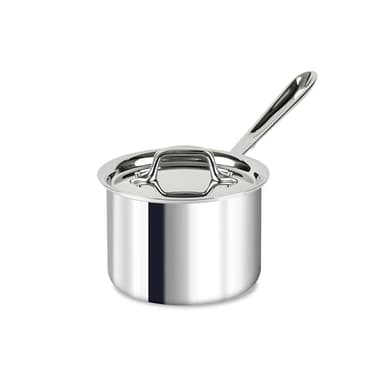 All-Clad D3 3-Ply Stainless Steel Sauce Pan with Lid 2 Quart, Induction, Oven Broiler Safe 600F, Multipurpose, Compatible w/ All Cooktops, For Restaurant or Home Kitchen, Pots & Pans, Cookware, Silver