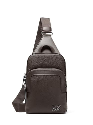Michael Kors Edison Medium Double Zip Sling Pack, Black Hardware/Chocolate