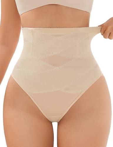 JulyGirl Thong Shapewear Tummy Control,Girdle for Women Tummy Control,Women's Shapewear Control Panties Beige