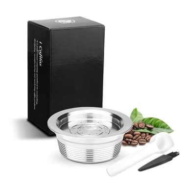 WZZHHJ 304 Stainless Reusable Capsule for Lavazza A Modo Mio Jolie & Espria – Eco‑Friendly Cost‑Saving DIY Filling · Precise 8ml Scoop & Tamper · Home/Office/Café Use (Set1)