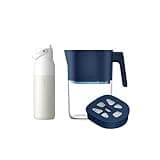 Hydrated Cheer Gift Set - LARQ Pitcher PureVis 1.9L, Self-Cleaning UV Water Filter Pitcher for Tap and Drinking Water + Swig Top 34oz, Insulated Water Bottle with Built-in Silicone Handle