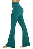 Sunzel Flare Leggings, Crossover Yoga Pants with Tummy Control, High Waisted and Wide Leg, No Front Seam Jasper Green Medium 30" Inseam