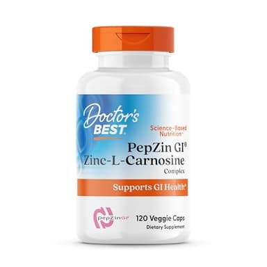 Doctor's Best PepZin GI, Zinc-L-Carnosine Complex for Men & Women - Zinc Carnosine Supplement Caps for Gut Health, Digestive Support, & Stomach Comfort, Vegan, Gluten Free - 120 Veg Capsules