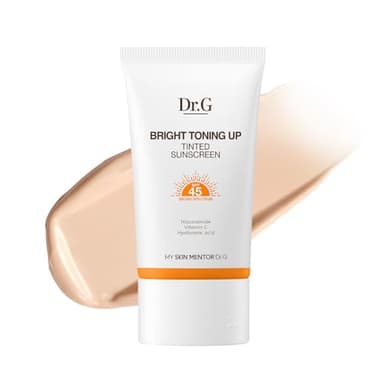 Dr. G Bright Toning Up Tinted Sunscreen - SPF 45 Broad Spectrum Korean Sunscreen - For All Skin Types - Lightweight, Matte Finish - Sebum Support - Niacinamide & Vitamin C - 1.69 fl oz