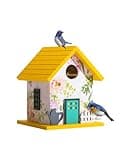 Spring Melody Bluebird House, Composite Material Nesting Box, Hanging Birdhouse for Blue Bird,Sparrow, Chickadee, Birdhouse for Outside, 5 Years Weatherable Bird Box on Post for Pole (Garden Cottage)