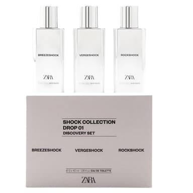 Zara Shock Discovery Set of 3 Men's Cologne Includes Fragrances Breezeshock + Vergeshock + Rockshock EDT Eau De Toilette 3 x 40 ML (1.35 FL OZ)