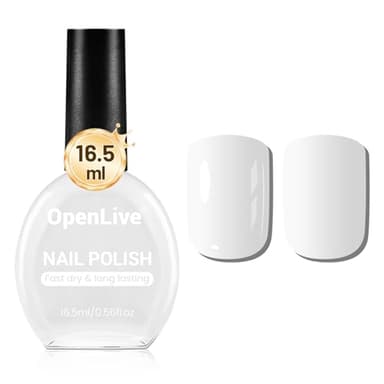 OpenLive 16.5ml White Nail Polish Large Volume Quick Drying Nail Polish, Fast Drying and Long Lasting Color Nail Art DIY Home Manicure Gift for Women