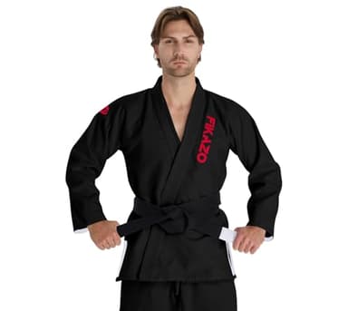 Fikazo Men's BJJ Gi Lightweight Preshrunk Jiu Jitsu Uniform Set with White Belt (A1-A5)