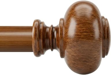 Wood Curtain Rod for Windows 48 to 84 Inches(4-7ft): 1 inch Diameter Heavy-Duty Adjustable Curtain Rod with Classic Finials For Bedroom & Livingroom