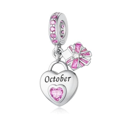 Aurevella Heart Birthstone Charms 925 Sterling Silver Charm for Bracelets and Necklaces Birthday Christmas Women Jewelry Gifts