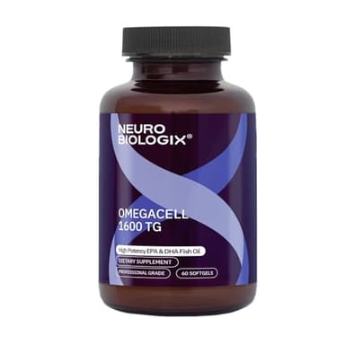 Neurobiologix OmegaCell 1600 TG, Omega 3 Fish Oil with EPA & DHA, Triglyceride Form for Absorption & Wellness Support, Non GMO, Omega 3 Supplement for Women and Men, Gluten Free, 60 Softgels