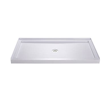 DreamLine SlimLine 32 in. D x 54 in. W x 2 3/4 in. H Center Drain Single Threshold Shower Base in White, DLT-1132540