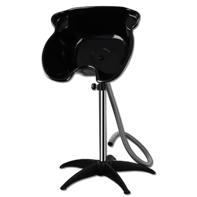 Portable Shampoo Bowl, Shampoo Basin Salon Sink with 1.5m Drain Pipe, Height & Angle Adjustable, Standing Deep Shampoo Bowl for Home/Salon Hair Washing and Cutting, Black