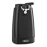 BELLA Electric Can Opener and Knife Sharpener, Multifunctional Jar and Bottle Opener with Removable Cutting Lever and Cord Storage, Stainless Steel Blade, Black