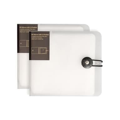 TNDCKP CD Case, 12 Capacity CD/DVD Case Holders Wallet Hard Plastic DVD Disc Cases Storage Binder for Car Home Office Travel (2, Translucent White)