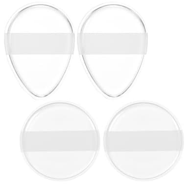 TIESOME 4Pcs Silicone Makeup Sponge Set, Clear Jelly Beauty Blender Reusable Blending Foundation Sponge Puff Non-Absorbent Sponge Puff for Foundation, Concealer, Cream, Blush, Highlighter(Drop+Round)