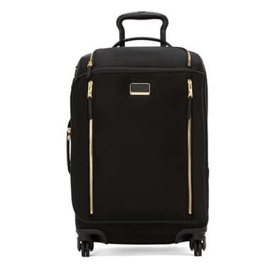 TUMI - Voyageur Leger 4 Wheeled Luggage - Women's Lightweight and Spacious, Sleek Silhouette, Durable Premium Suitcase - 21.8" International Expandable Carry-On, Black with Gold Hardware