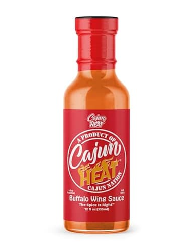 Cajun Nation CAJUN HEAT Buffalo Wing Sauce 12oz – Spicy Flavor for Buffalo Wings, Chicken Dip, and Wild Wings with No MSG – Authentic Louisiana Style Heat from the Cajun Coast – Low Sodium Bottle– The Spice Is Right!