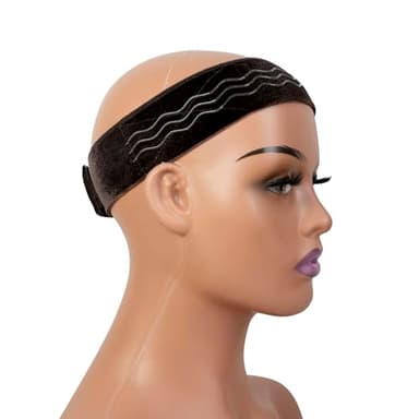 coloryoung Wig Grip Band Flexible Velvet Scarf Adjustable Comfort Band Headband Wig Comfort Non-Slip Adjustable Fasten Wig Bands with Wavy Silicone (Dark Brown)