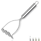Potato Masher, Stainless Steel Heavy Duty Metal Potato Ricer With Mirror Polish, Food Masher Utensil, Hand Masher, Vegetables Fruits Mashe, Dishwasher Safe (9.6 Inch)