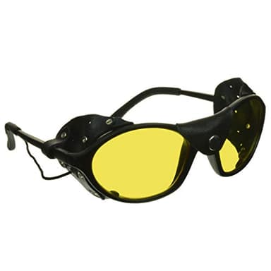 proSPORT Glacier Sunglasses Leather Side Shields Optic Yellow UV400 Lenses for Night Driving, Motorcycle, ATV, Hiking, Target Sports, & Alpine Use