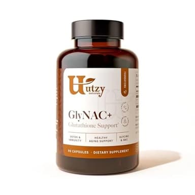 Utzy Naturals High Dose GlyNAC+ Supplement | 2,000mg of Glycine & NAC (N-Acetyl cysteine) | with Vitamin B2 Cofactor for Glutathione Production | 90 Capsules