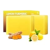Turmeric Kojic Lemon Soap Turmeric Soap 7OZ/200g Turmeric Soap Bars Face Soap Facial Cleanser Body Wash Hand Bath Acid Soap Bars Lemon Soap for Dark Pimple Blemishes Even Skin Tone Spots Bright
