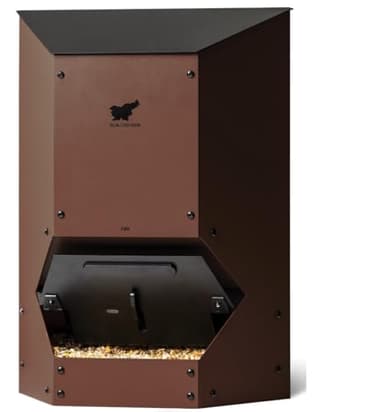 RUN-CHICKEN Feeder (Brown) Automatic Chicken Feeder, Battery Operated, Programmable Safety Hatch with Timer,19.8 lbs Feed Supply, Pest Proof, Chicken Coop Accessories, Model F80