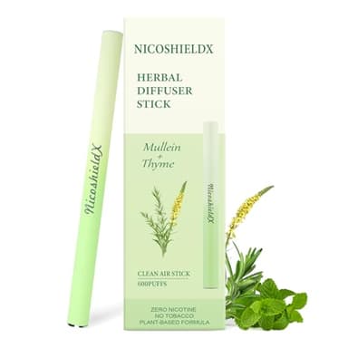Herbal Diffuser Stick - Non Electric - Plant-Based Lifestyle Tool with Mullein, Thyme & Mint for Lung Cleasing Refreshing Oral Comfort
