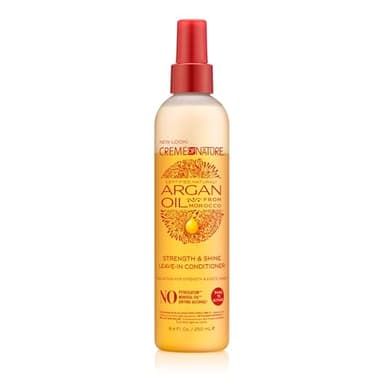 Creme of Nature Strength & Shine Leave-In Conditioner, Dual-Action Moisture & Protection, Infused with 100% Organic Argan Oil from Morocco, 8.45 fl oz