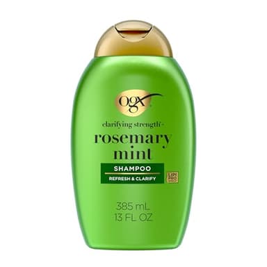 OGX Clarifying Strength + Rosemary Mint Shampoo, Clarifying Shampoo for Oily Hair Visibly Helps Remove Oil & Residue to Clear Away Buildup, Sulfate-Free Surfactants, 13 fl. oz