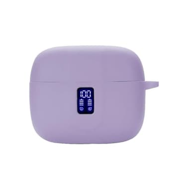 smaate Earbuds Case Compatible with TAGRY X08 Wireless Headphone, Silicon Protective Cover with Keychain, with Window for LED Display, Purple