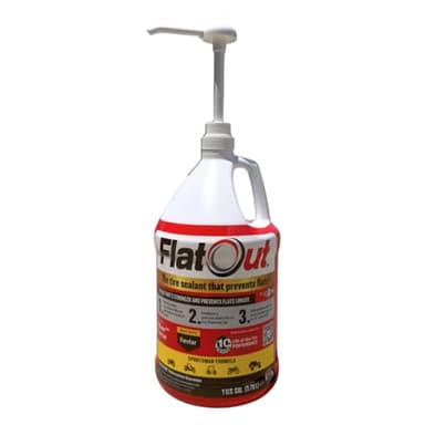 Flat Out Tire Sealant Sportsman Formula - Prevent Flat Tires - Seal Leaks - Sportsman Formula with Valve Core Tool - Contains Kevlar - Tubeless Tire Sealant - Fast-Acting Formula - 1 Gallon
