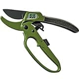 EZ Kut Heavy Duty Pruning Shears Green - with Ratcheting Action Great Garden Hand Tool Clippers Gardening pruners arthritis tools Ratcheting Anvil Hand Pruner Pruning Shears Heavy Duty Since 1988