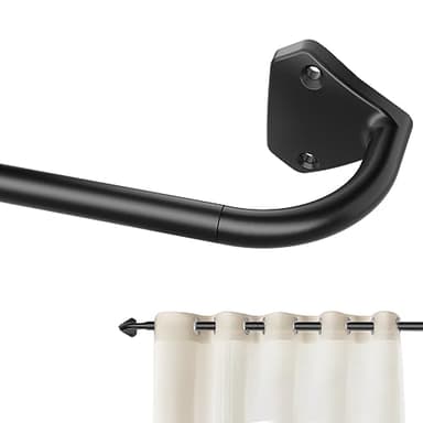 GXOACKJ Black Curtain Rods for Windows 28 to 60 inch, 5/8 inch Adjustable Wrap Around Blackout Curtain Rods for Bedroom & Outdoor