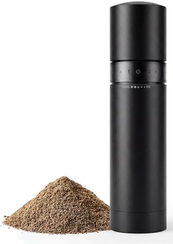 Joinvie External Adjustable Manual Pepper Grinder — Solid All-Metal Pepper Mill with Precision Grind Control for Consistent Performance (Matte Black)