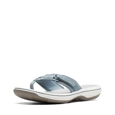 Clarks Women's Breeze Sea Flip-Flop, Blue Grey Synthetic, 7