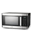 COMMERCIAL CHEF 1.6 Cubic Foot Microwave with 10 Power Levels, Small Microwave with Pull Handle Child Safety Lock, 1100 Watt Microwave with Digital Control Panels,Stainless Steel