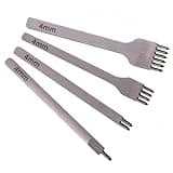 Leather Craft Kits Pricking Irons，Profession Diamond Lacing Stitching Chisel Set 4mm（1/2/4/6 Prong） DIY Home or Craft Projects，3/4/5/6mm Options, nophike Tools (4 MM)