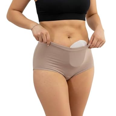 Ostomy Innovations Anything But Basic Ostomy Underwear (Bronze, L) | Women's Underwear | Ostomy Supplies & Accessories | Stoma Panties for Women | 2 in 1 Panties & Colostomy Bag Belt Cover